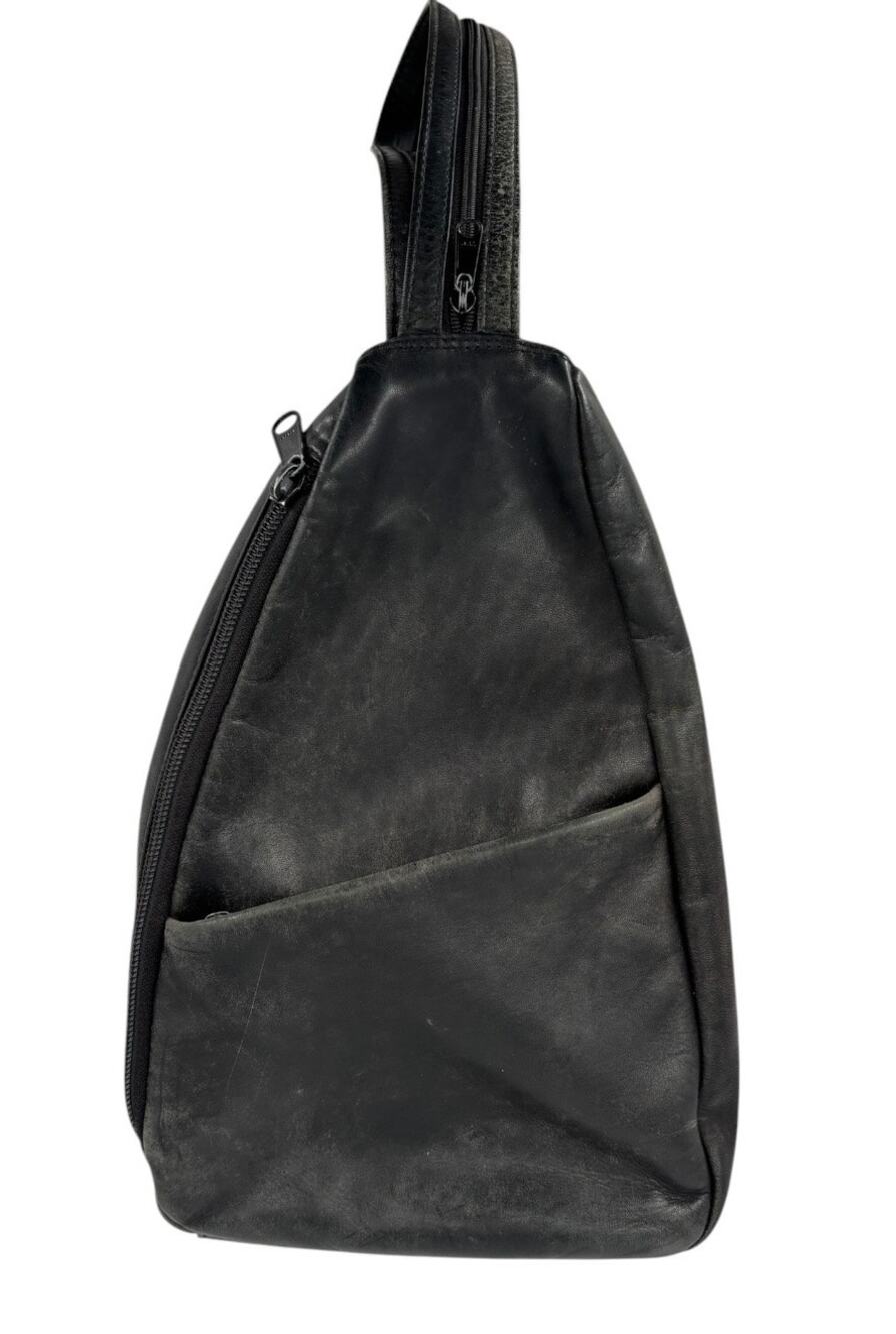 Derek Alexander Leather Backpack Sling Plaid Lining Travel